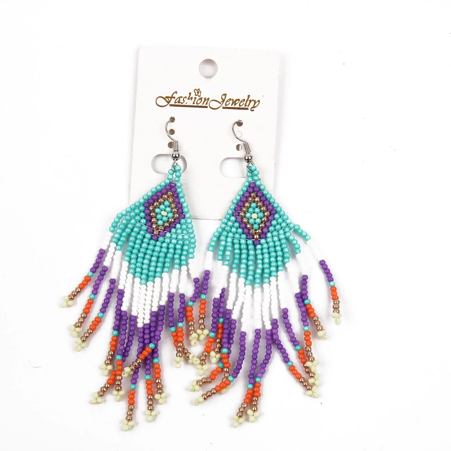 Fringe Earrings  Hand knitting  Bohemia  Serial insertion  fashion  trend  Simple  alloy  geometry  ma'am  Rice Bead Earrings