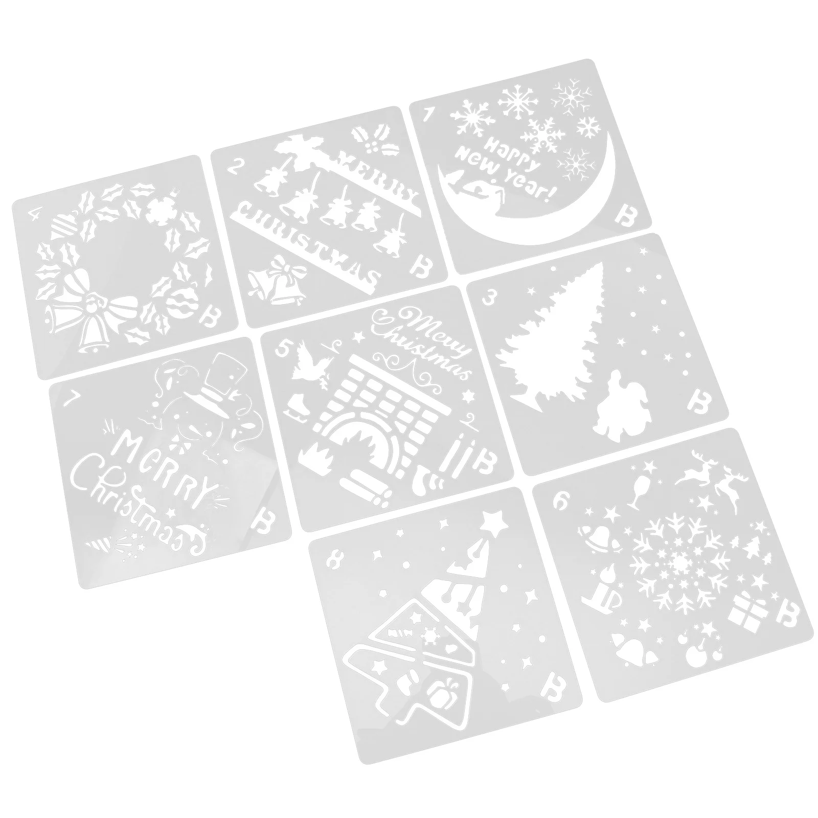 

1 Set Christmas Stencils Plastic Templates For Diy Painting Craft Home Decor Window Wall Art Supplies Reusable Xmas