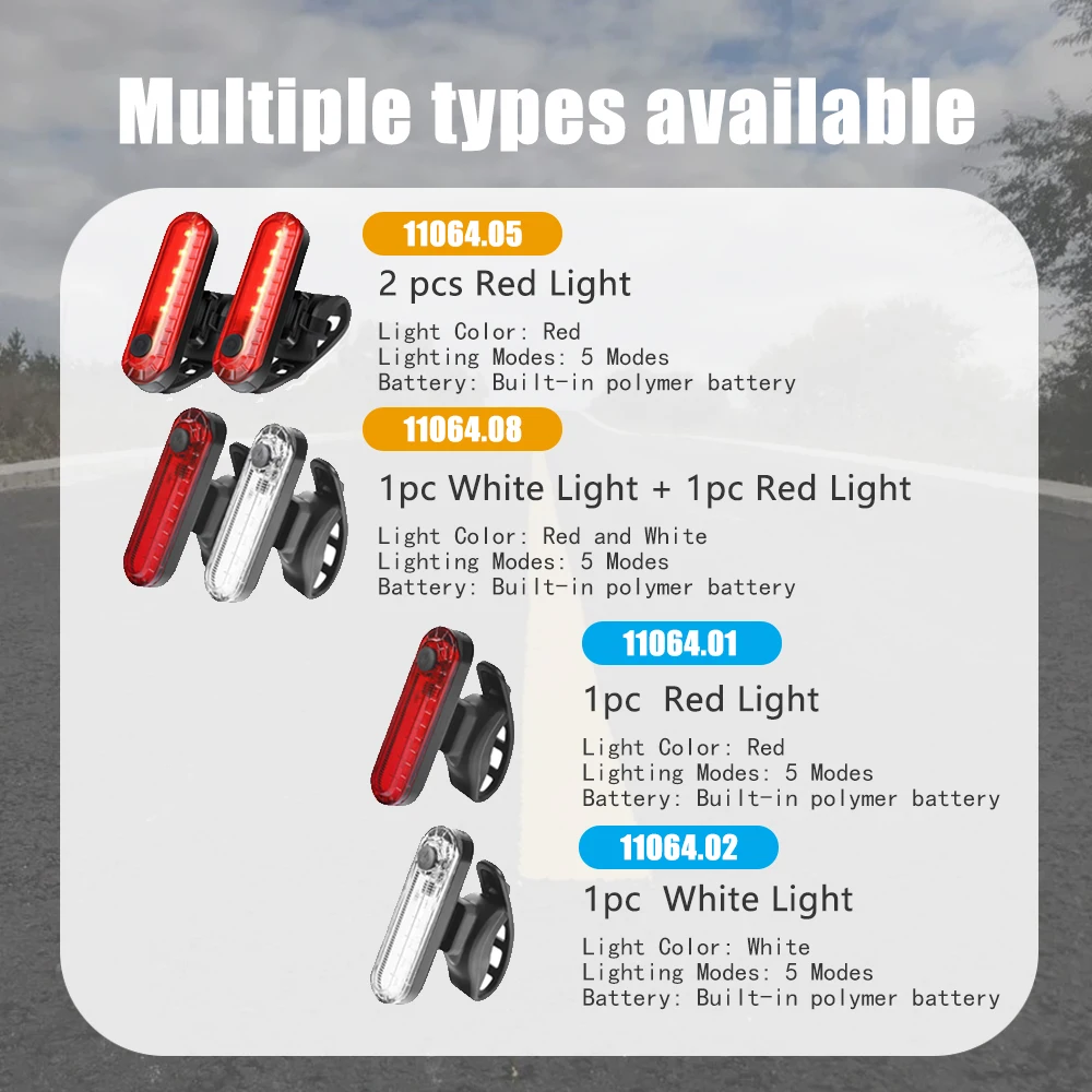 Achterfietsachterlicht USB oplaadbare ultraheldere achterlichten passen op de fiets Eenvoudig te installeren voor fietsveiligheidsfietslicht