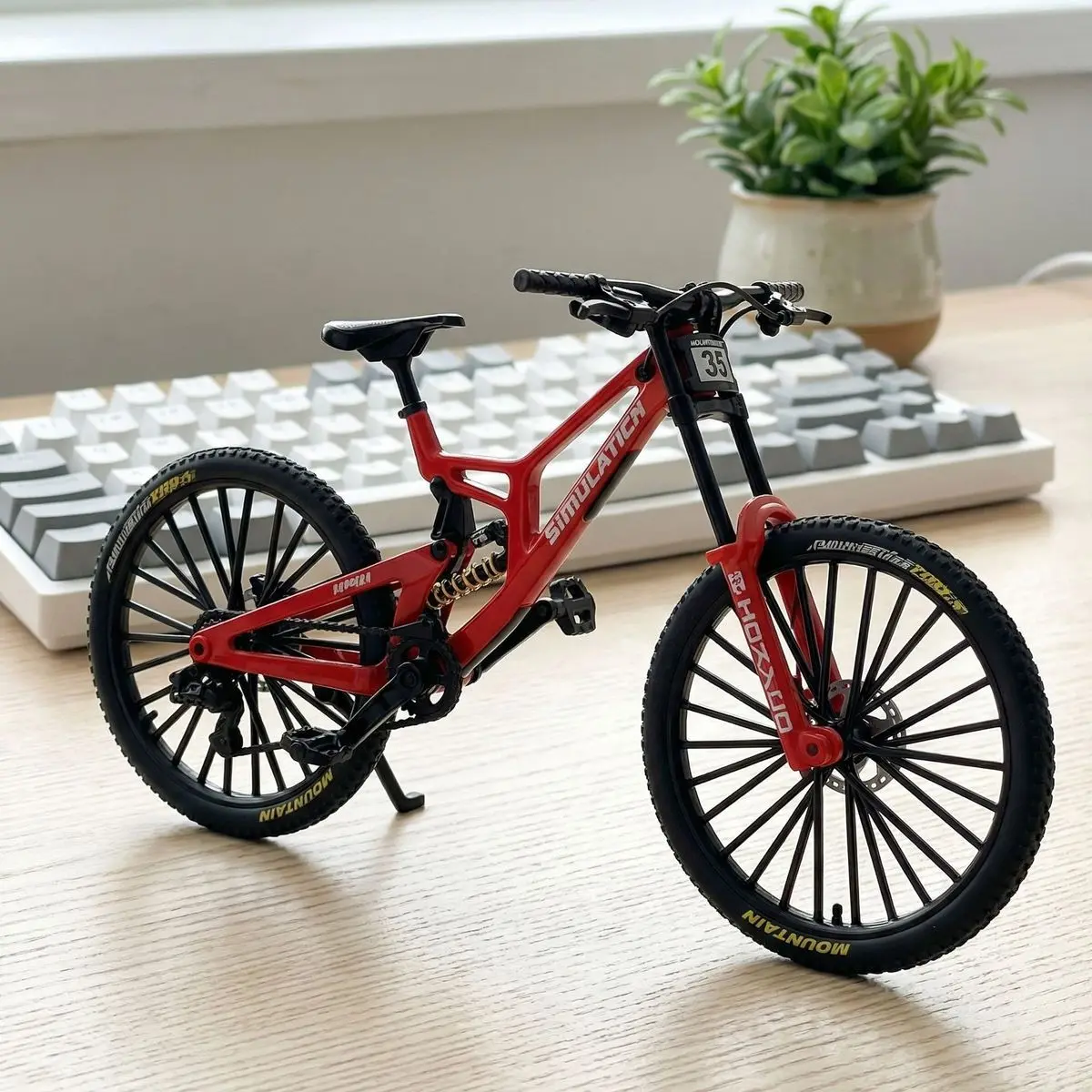 1:8 Scale Die-Cast Alloy Downhill MTB Mini Model Full Suspension Bike Collectible Desktop Decor Gift For Cycling Hobby Fans