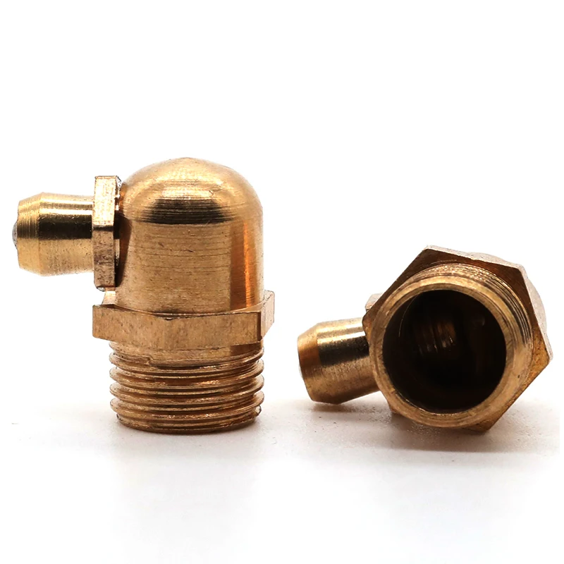 M4/M5/M6/M8/M10/M12/M14/M16 Brass Grease Nipple Fitting Mechanical Lubrication Pure Copper Butter Nozzle Curved Nozzle Oil Gun