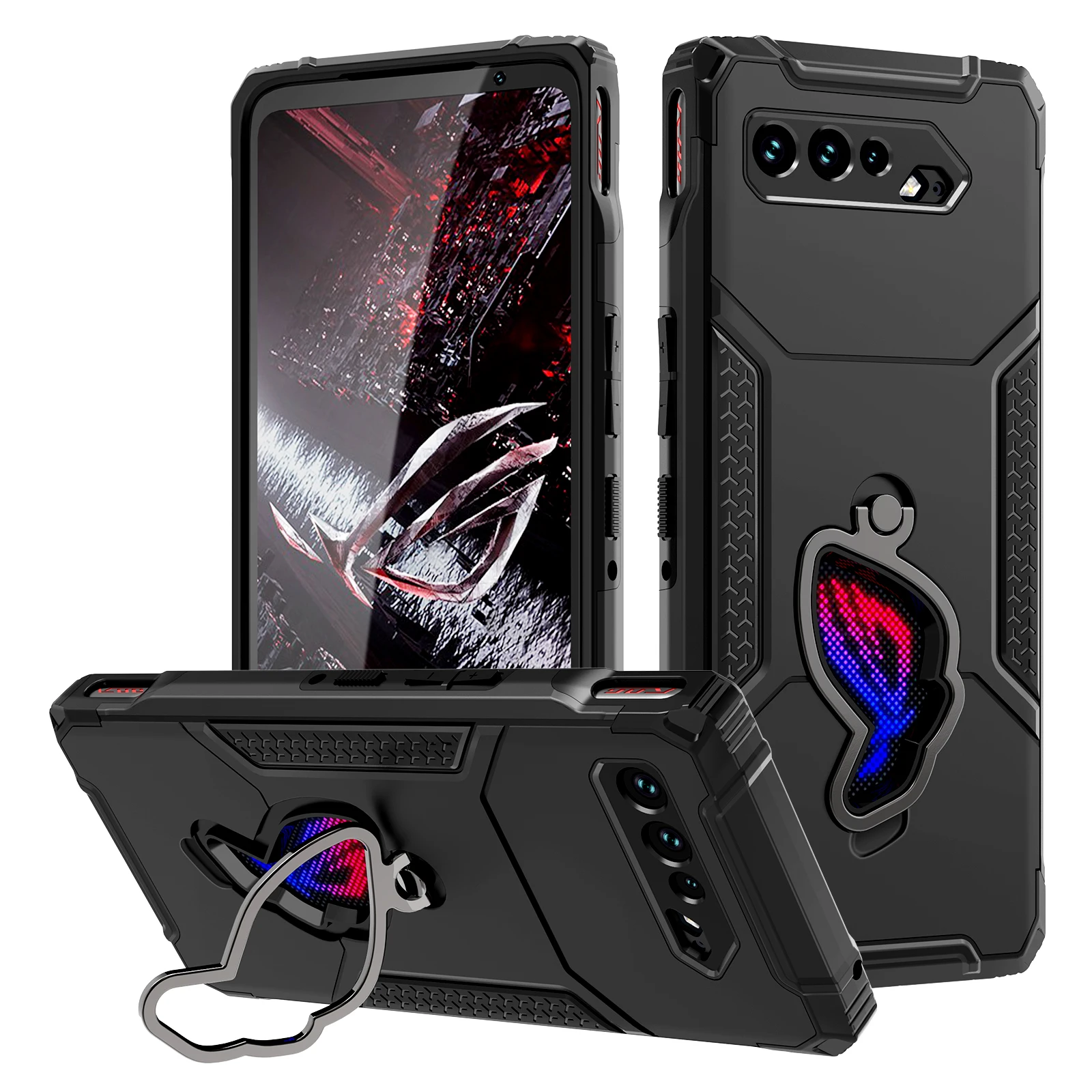 

Armor Case for ASUS ROG Phone 5 6 7 Case Air Trigger Compatible with Kickstand Dust Plug Drop Protection for ROG 7 6 5 5S 5SPRO