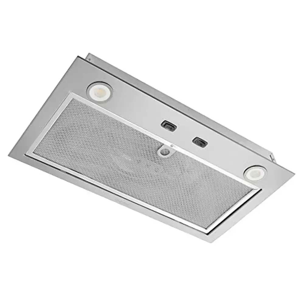 Potente extractor de aire de 2 velocidades, inserto de campana extractora de acero inoxidable, flujo de aire de 300 CFM, luz LED, fácil instalación y funcionamiento silencioso, Ideal