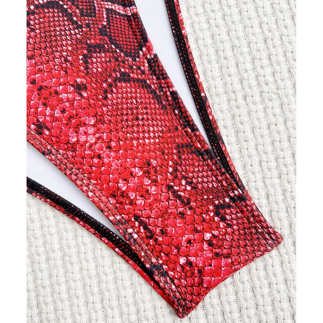 Neuer, aufregender Monokini-Badeanzug für Damen mit Schlangenhautmuster, einteiliger Badeanzug, figurbetonter Schnitt, Badebekleidung, Badeanzug für Damen, V3056. – Detail 36