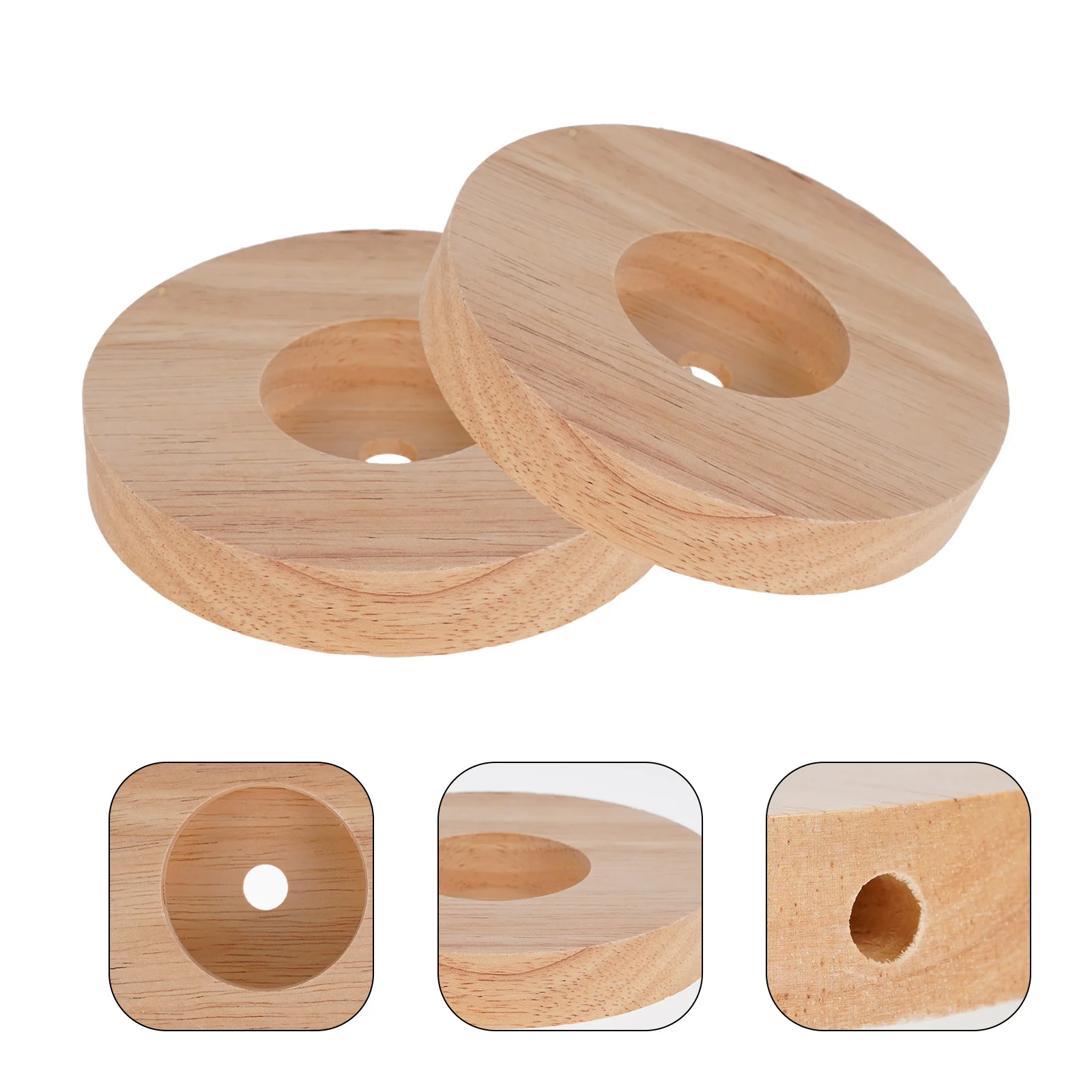 

2pcs Wooden Solid Wood Round Table Stand For Night Solid Wood Lamp Base Lamp Display Diy Craft Decor Rustic Wooden Bases