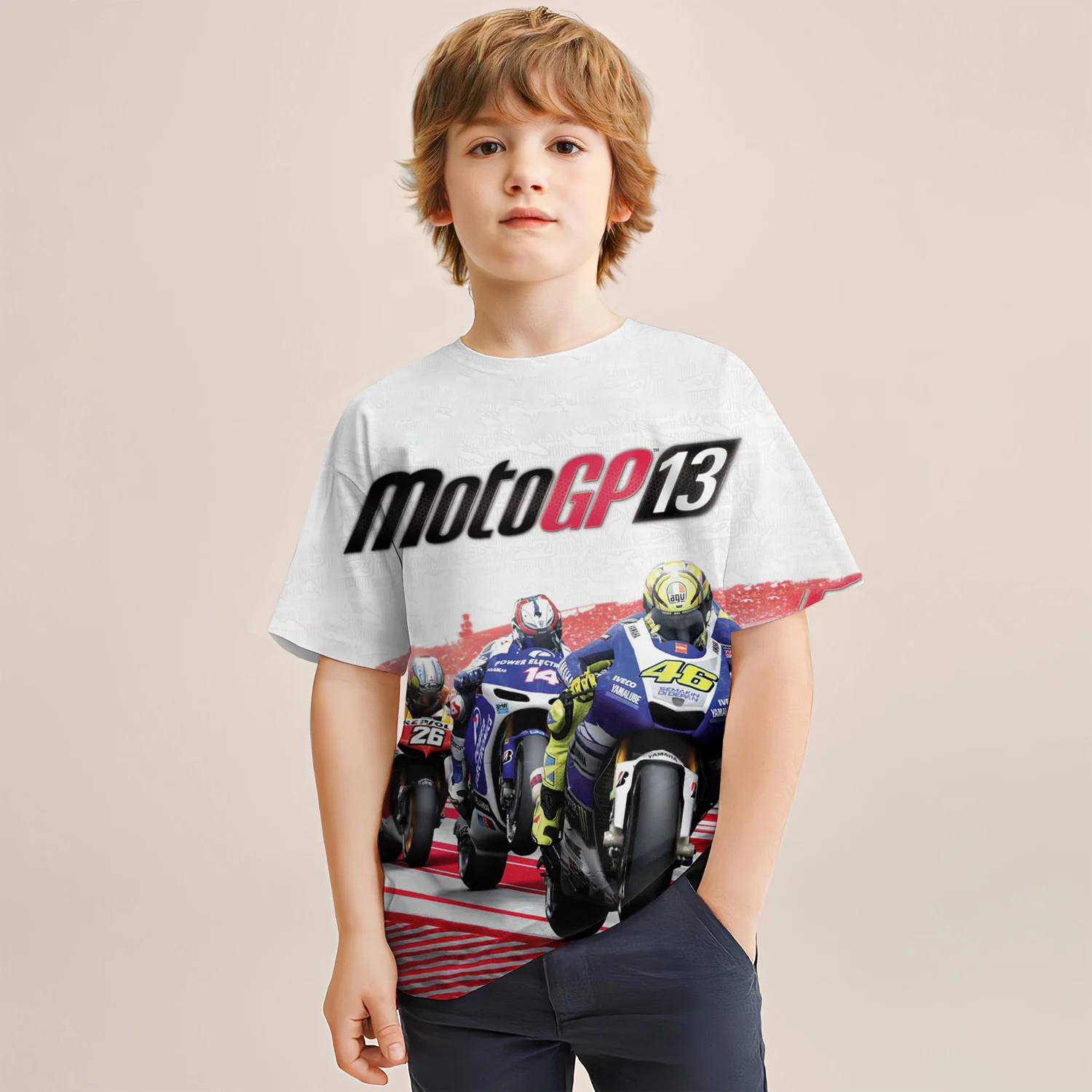 Summer New Children\'s Clothing 3D Printed Motorcycle Boys Casual Breathable Short-Sleeved T-Shirt Girls Street Sports Clothing