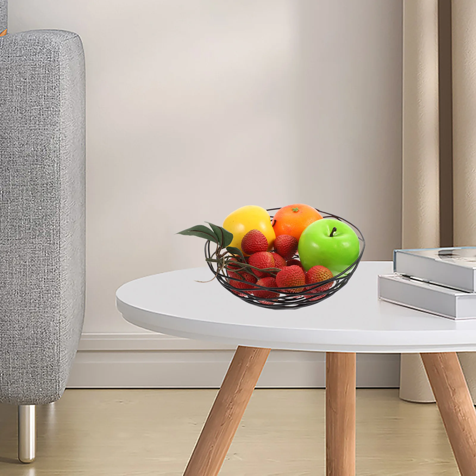 

Black Wire Basket Iron Bread Holder Multifunctional Fruit Storage Elegant for Home Hotel Picnic Decoration