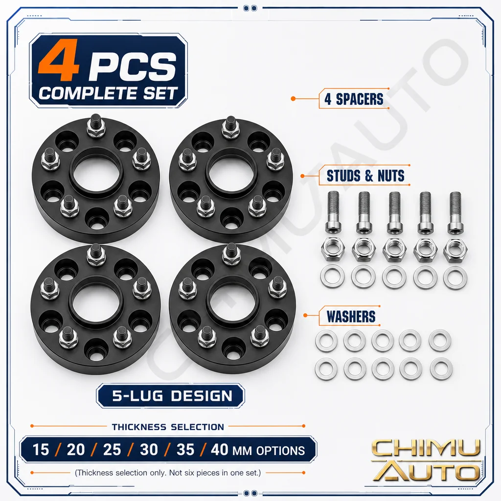 【CHIMU AUTO】for 5-Lug Automotive Vehicles 4PC Wheel Spacer Set 15mm 20mm 25mm 30mm 35mm 40mm Threaded Studs Hub Flange Kit