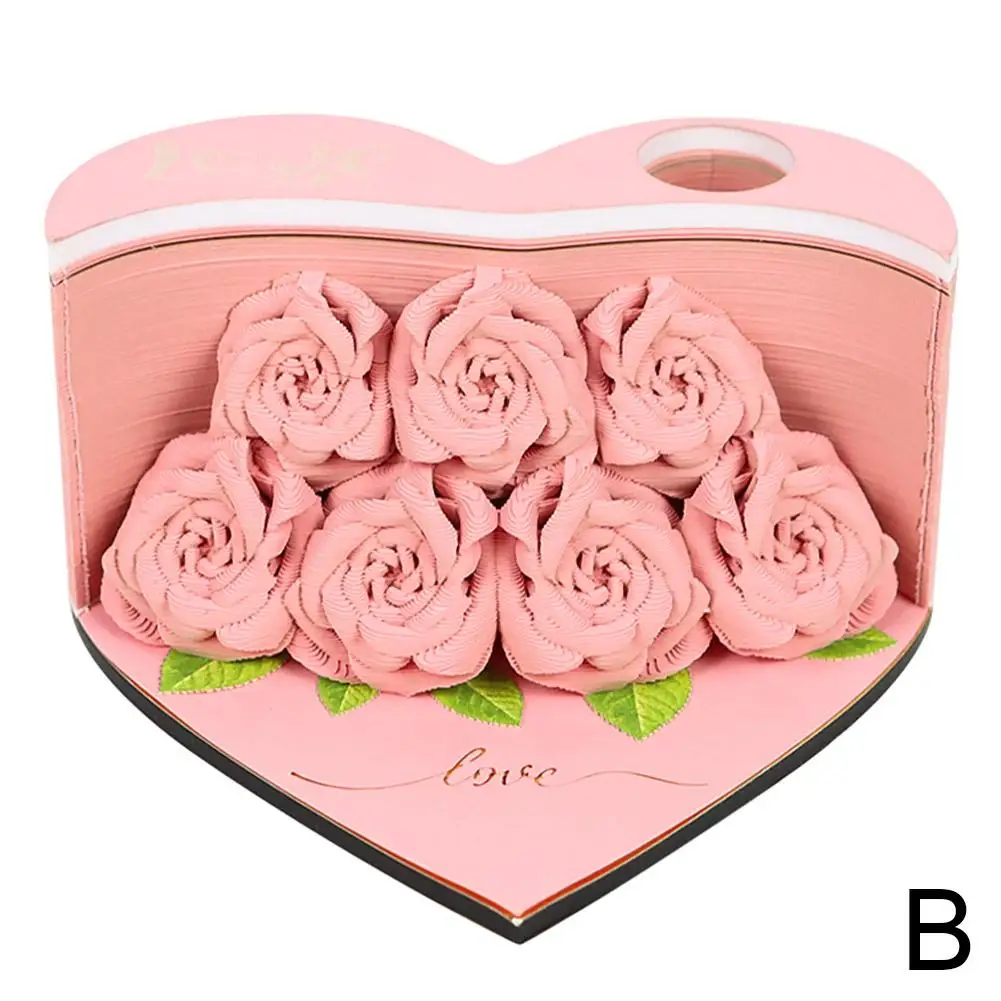 3D Memo Pad Rose Story Romantic Roses Notepad 3D Model Gift Day Valentine Valentine's Notes Block 3D Office Art Gift Access Q6E4