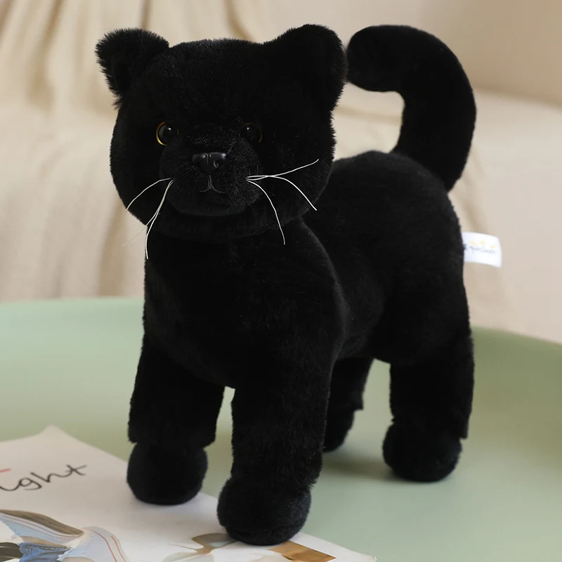 TUMAMA - Gato de juguete para niños, lindo y realista juguete de gatito que camina, maulla, saca la lengua y mueve la cola, juguete electrónico interactivo de gato de peluche con