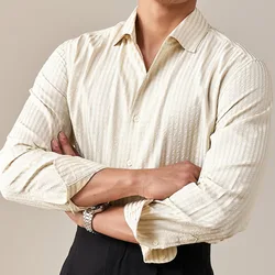 2025 Spring Shirts Men Dress Stripe Long Sleeve Shirt British Versatile Casual Cotton Shirt Fashion Man Camisa Social Masculina