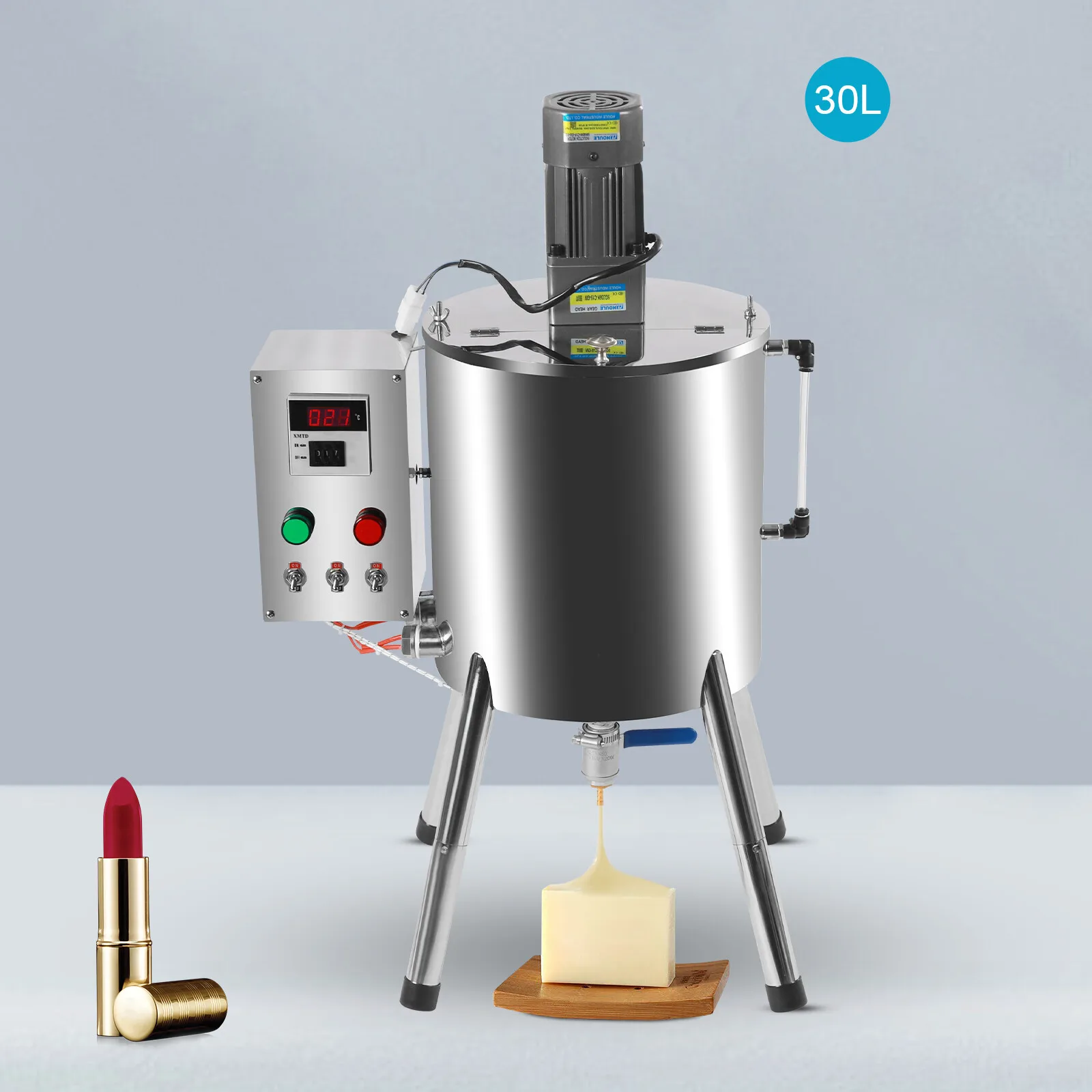 Máquina llenadora de pasta de lápiz labial de 30L, tanque agitador de calefacción, mezclador de acero inoxidable 304