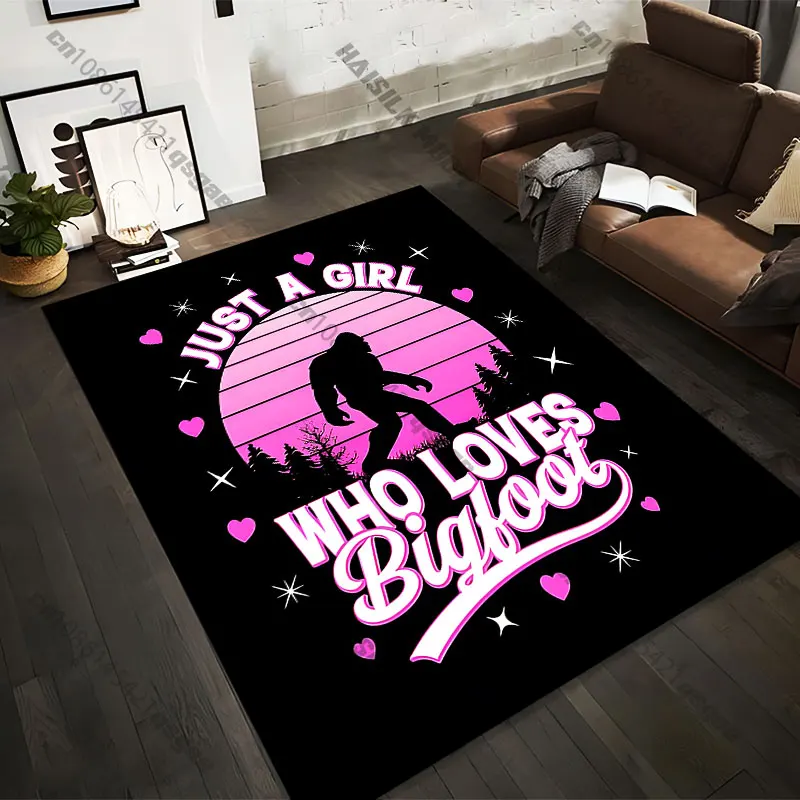 

21 Sizes Girl expressing love for Bigfoot Printed Area Rugs for Adult Yoga Mats Living Room Decor Personalized Doormat