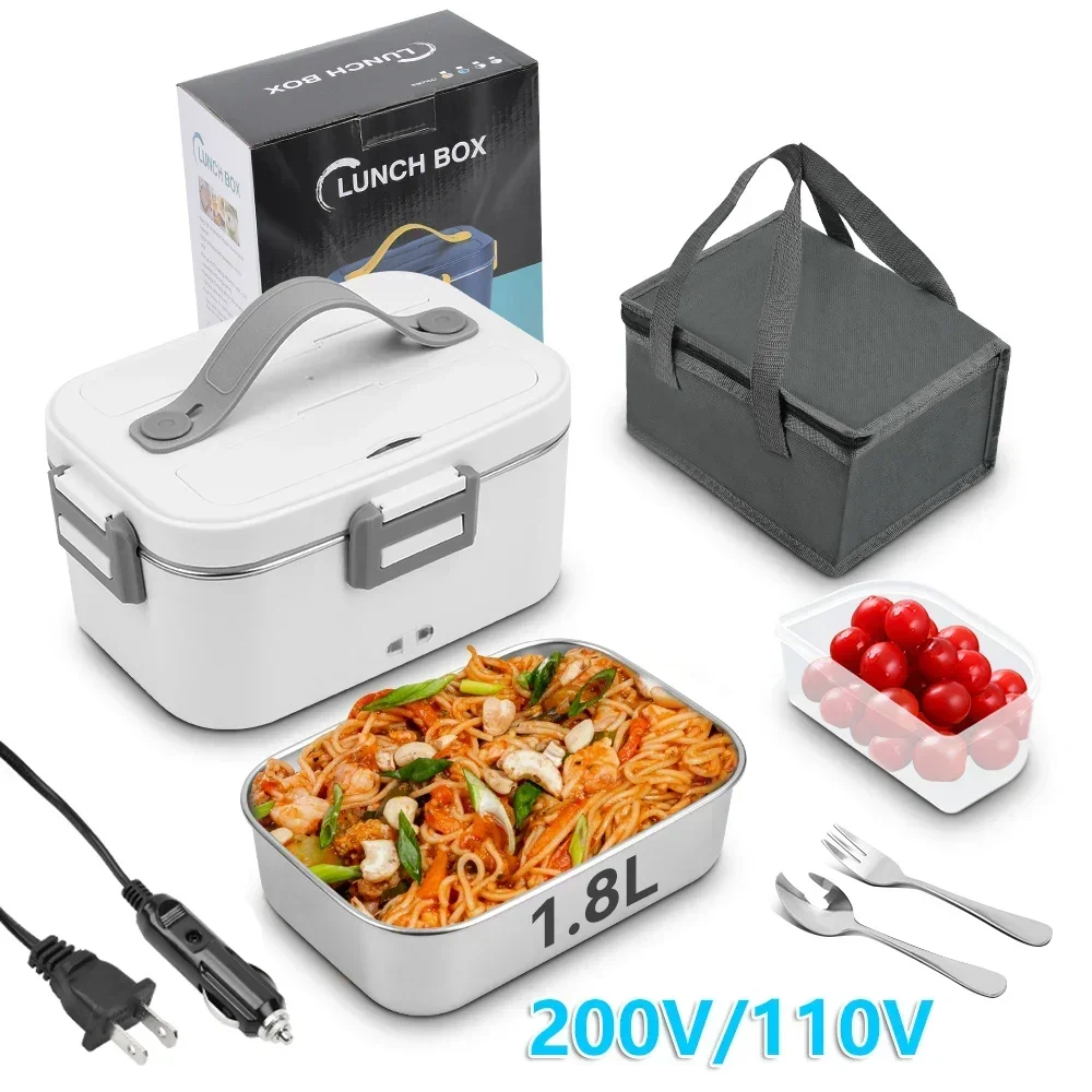 Electric Lunch Box 75W 1,8L Food Heater 3 in 1 Portable Leakproof Heated Lunch Box for Car/Truck/Office with Insulated Carry Bag