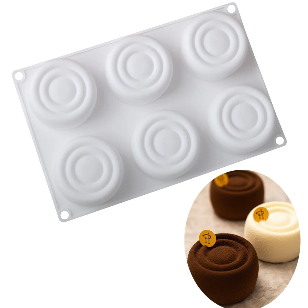 6 تجويف الداما الدولية موس قالب من السيليكون قالب الحلوى أسطواني هالة قالب الحلوى النمط الفرنسي المعجنات قالب الخبز #4