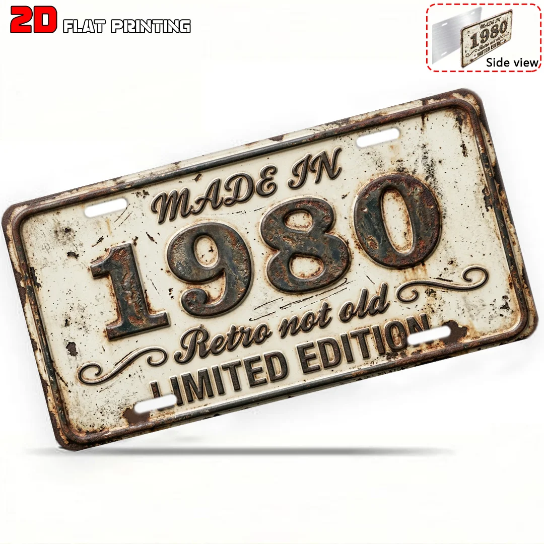 2D Flat - 【2D Flat】 2D Flat - [2D Flat] 1pc, 1980 Limited Edition Retro Aluminum Sign, Home Decor, Birthday Gift (6' X 12'), Gar