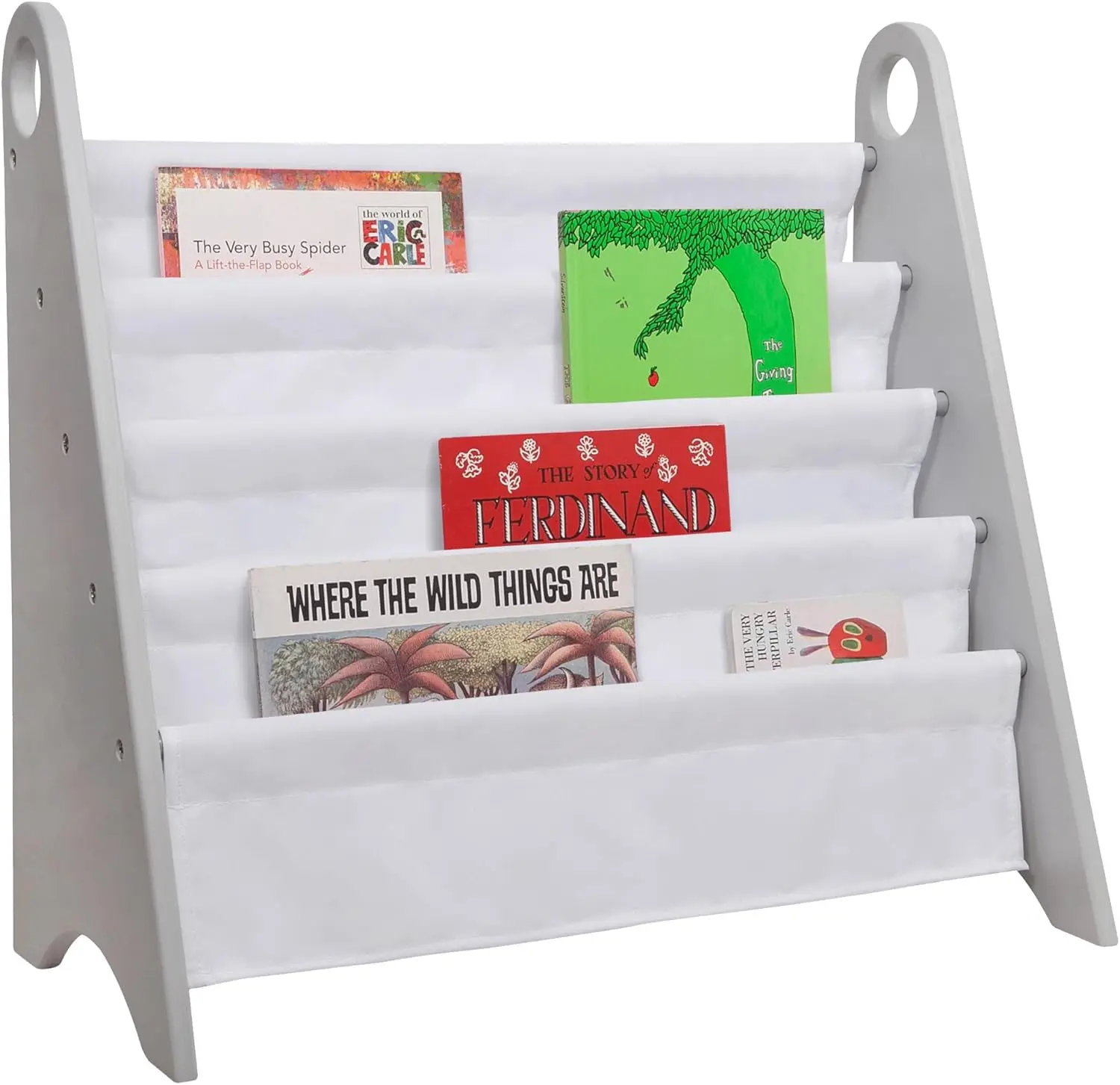 

Современная деревянная детская книжная полка с 4 тканевыми полками и ручками, серо-белый органайзер для дома или классной комнаты