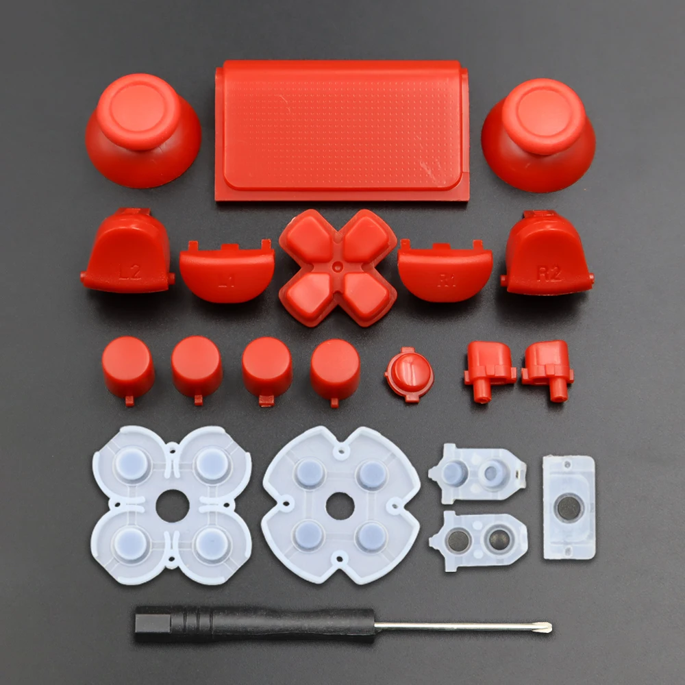1Set PS4 Pro Slim JDS/JDM-040 Controller Repair Kit Joystick Caps D-Pad R1 L1 R2 L2 ABXY Keys & Rubber Conductive Replacement