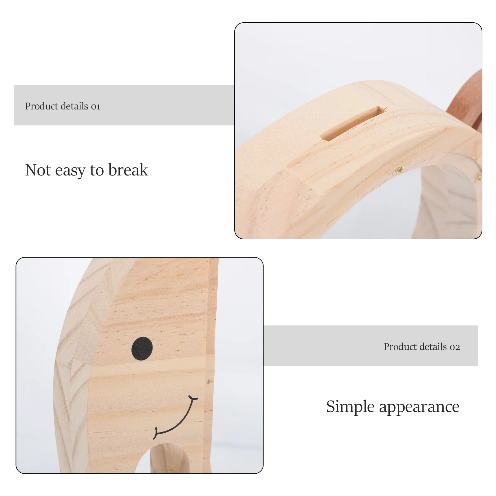 صندوق توفير خشبي للأطفال على شكل فيل، صندوق نقود شفاف، منظم للعملات المعدنية الإبداعية، صندوق توفير المال الشفاف للأطفال #2