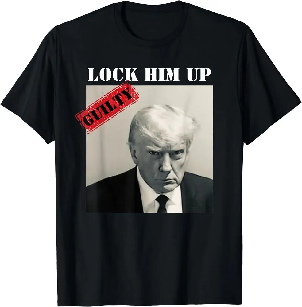 Trump Mug Shot Lock Him Up Prison Anti Trump Gift Unisex T-Shirt For Men Women Summer Tees Cotton Luxury Brand Vintage Oversized