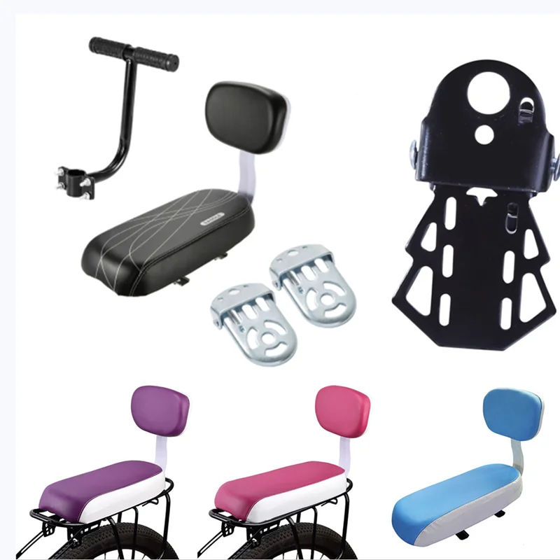 New Bicycle Rear Seat Saddle Soft Bicycle Child Seat With Back Rest With Handle Armrest Footrest Pedals Cycle Accessories Parts