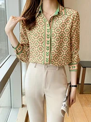 New elegant office ladies shirts fashion printed Blouses for women Long Sleeve Tops Blusas Mujer