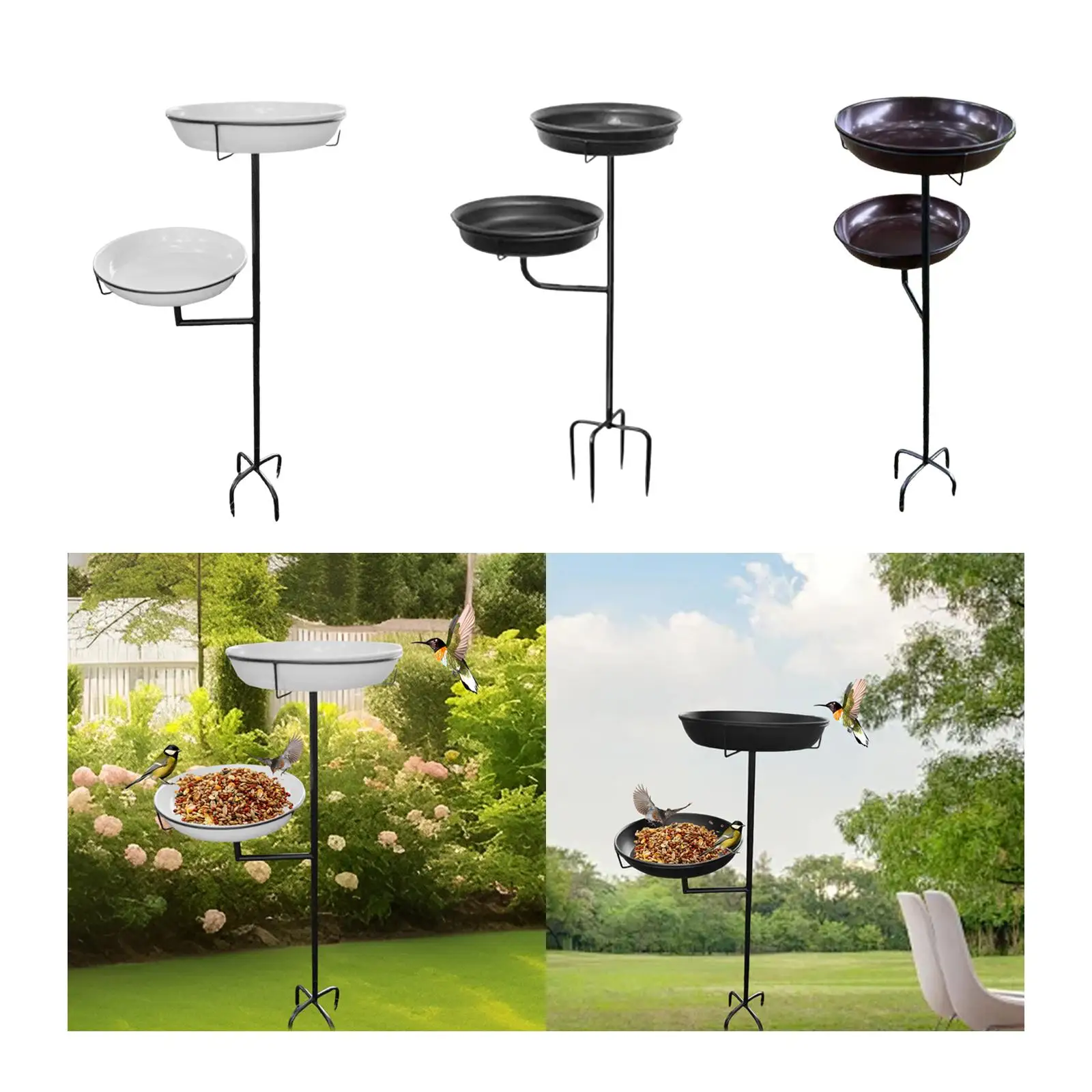 

Bird Bath Feeder Bowl Iron Elegant Easy to Setup Outdoor Birdbath Bird Feeder Drinking for Courtyard Patio Garden Porch Backyard