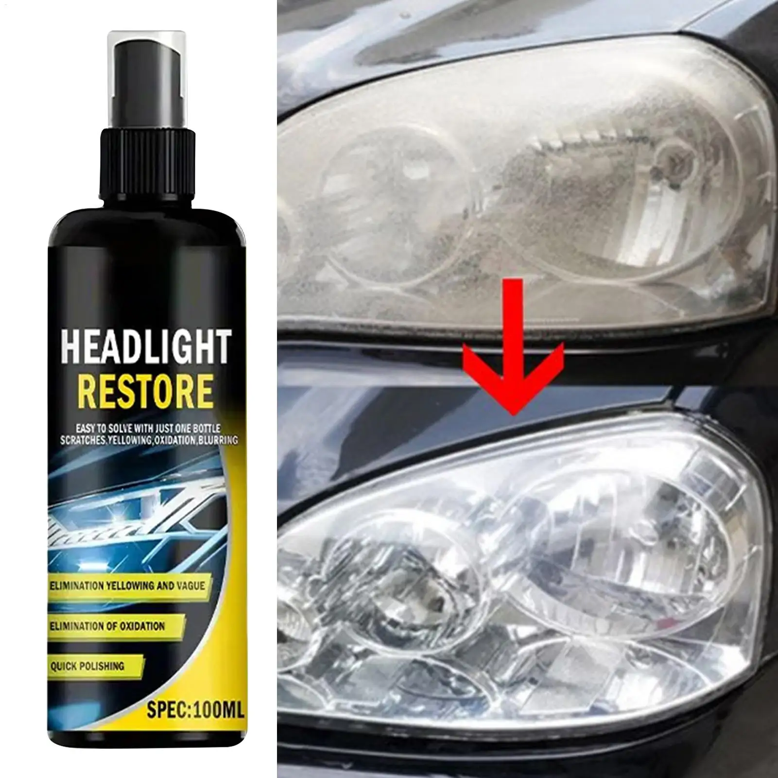 

100 мл комплект для восстановления фар, восстановление защиты, очиститель для ремонта фар, очиститель для стеклянных линз, уход за деталями, чистка