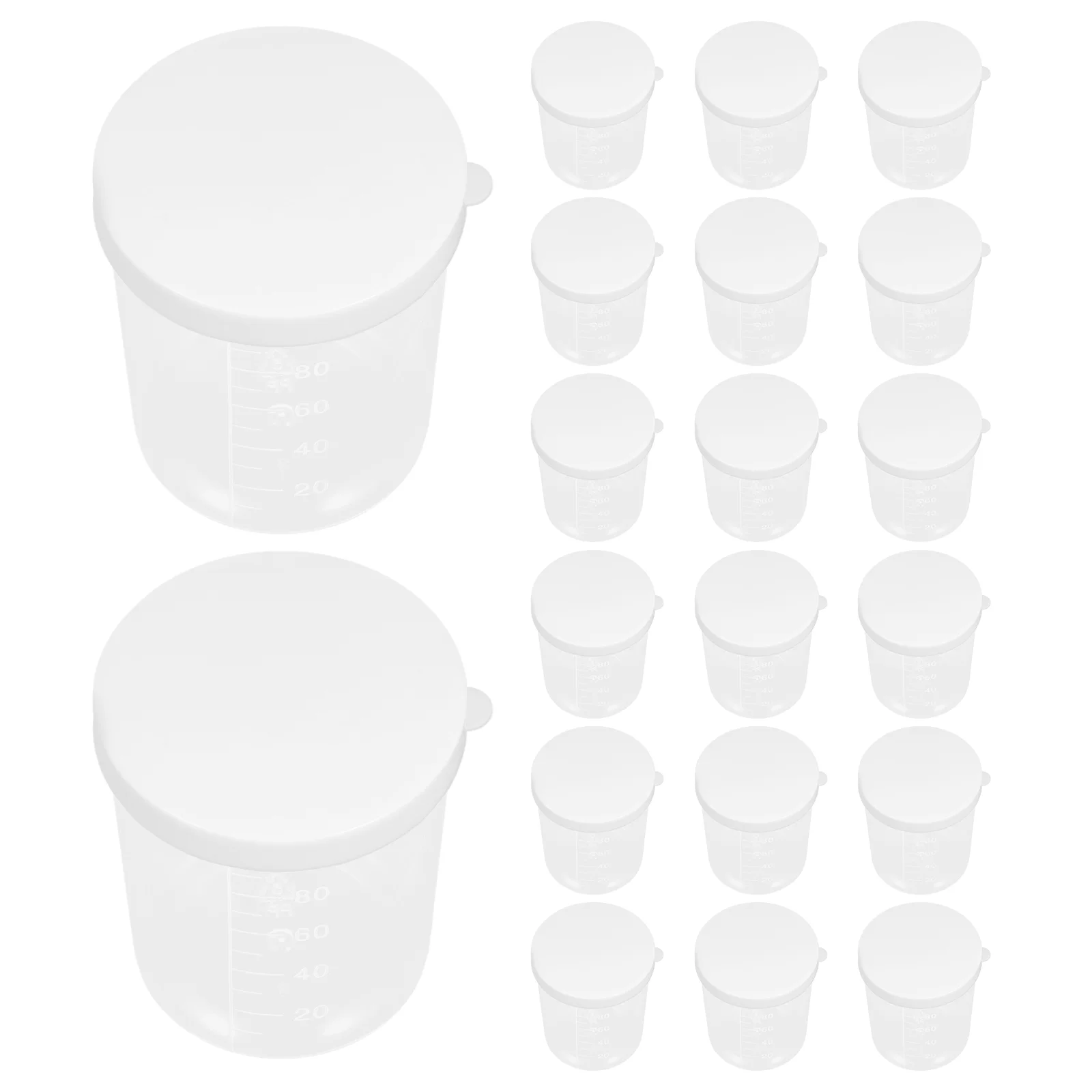 20 Pcs Coffee Measuring Cup Liquid Plastic Urine Specimen Cups with Lids Measure Container