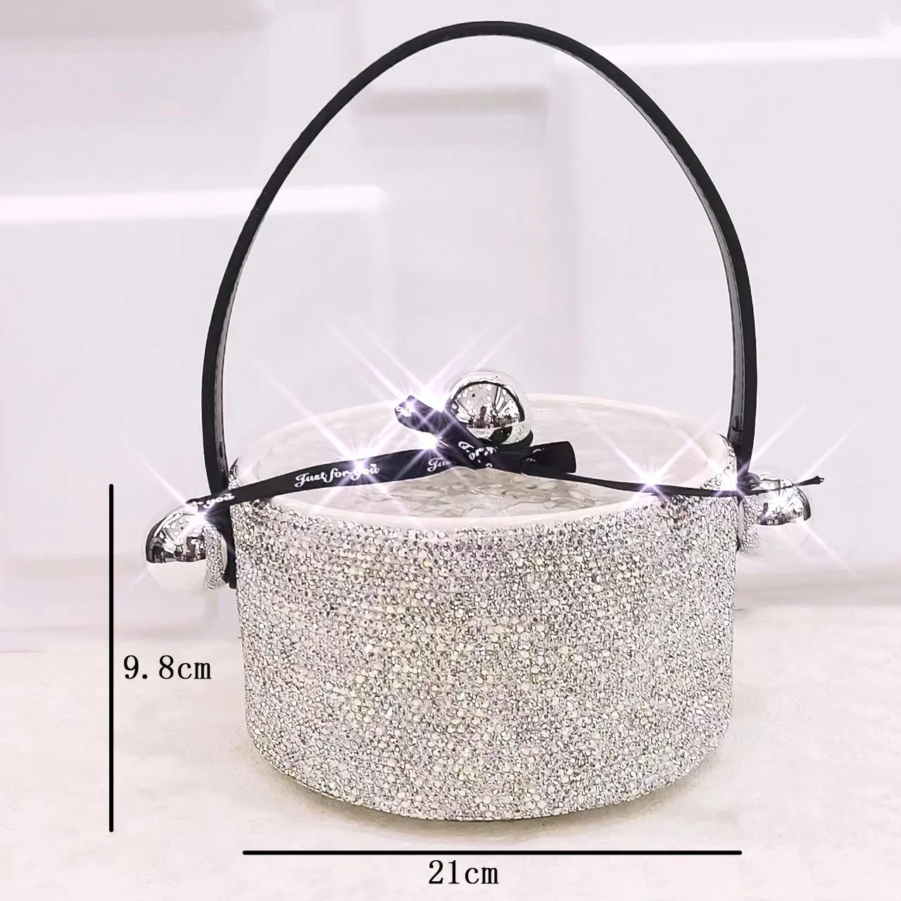 Rhinestone Desktop Storage Box With Lid luxury Ceramic Handle Household Jewelry Box Organizer Make Up Container Office Candy Box