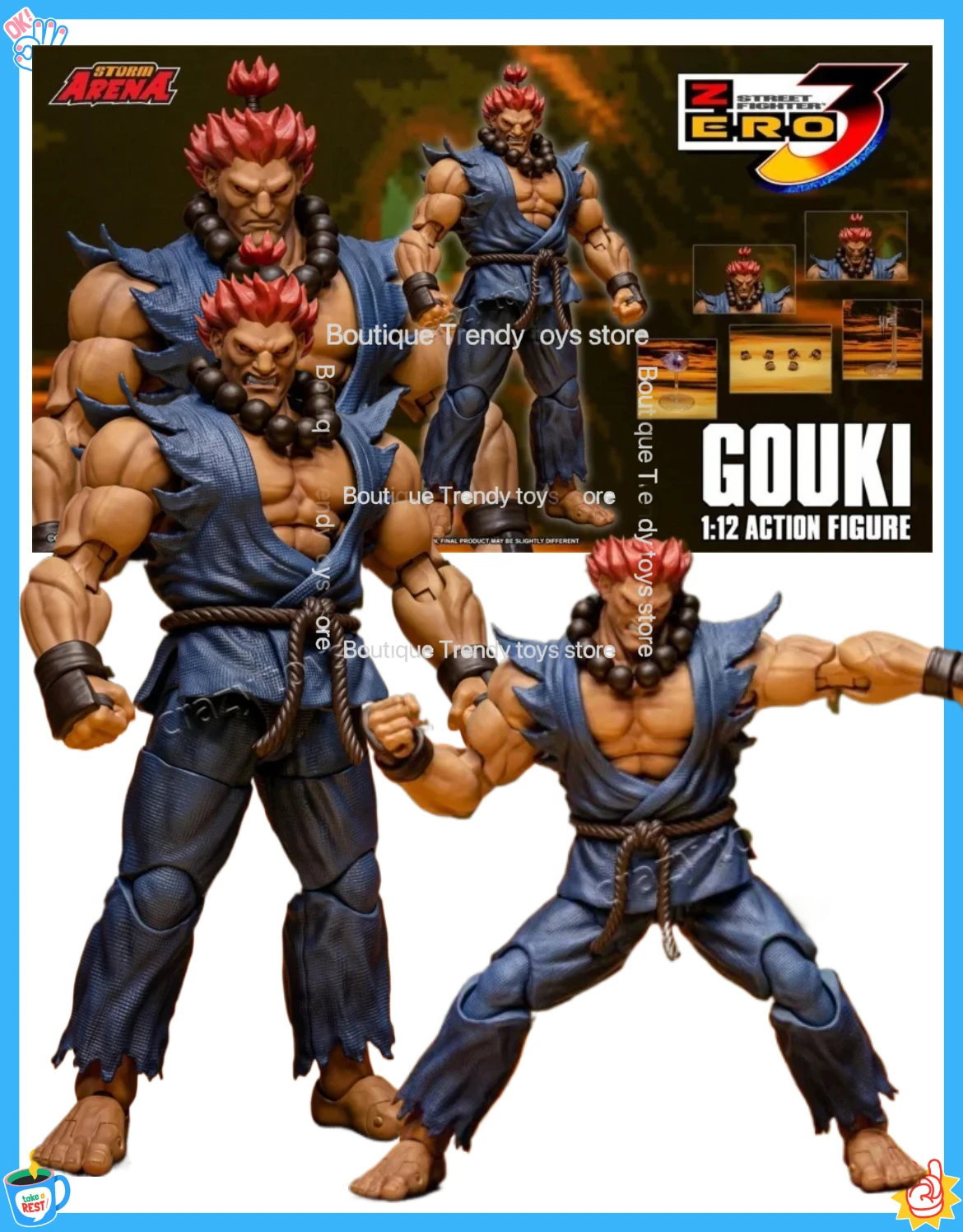 

In stock Storm Toys Arena Street Fighter Zero 3 1/12 Gouki action collectible model figure toy gift