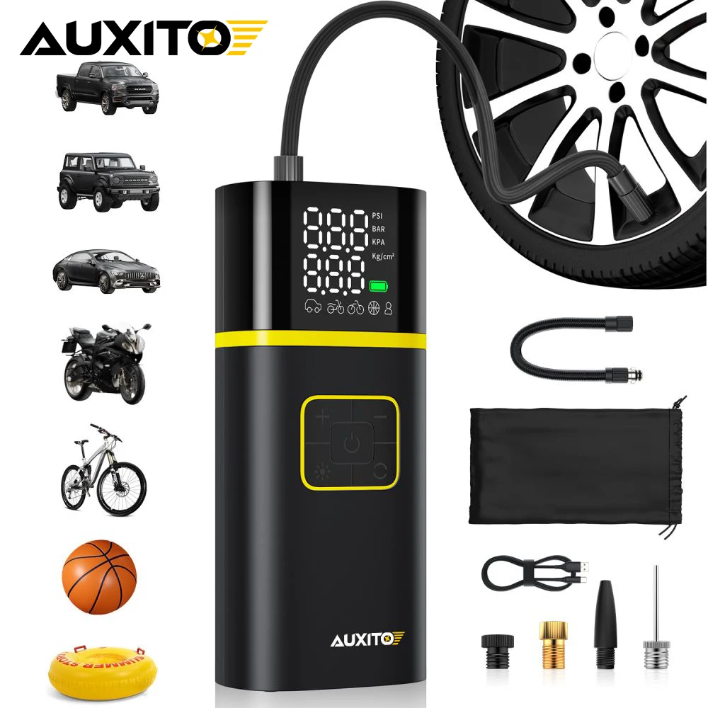 

AUXITO автомобильный стартер, воздушный насос, внешний аккумулятор, освещение, портативный воздушный компрессор 4 в 1, автомобильный аккумулятор, стартеры, автоматический насос для накачивания шин