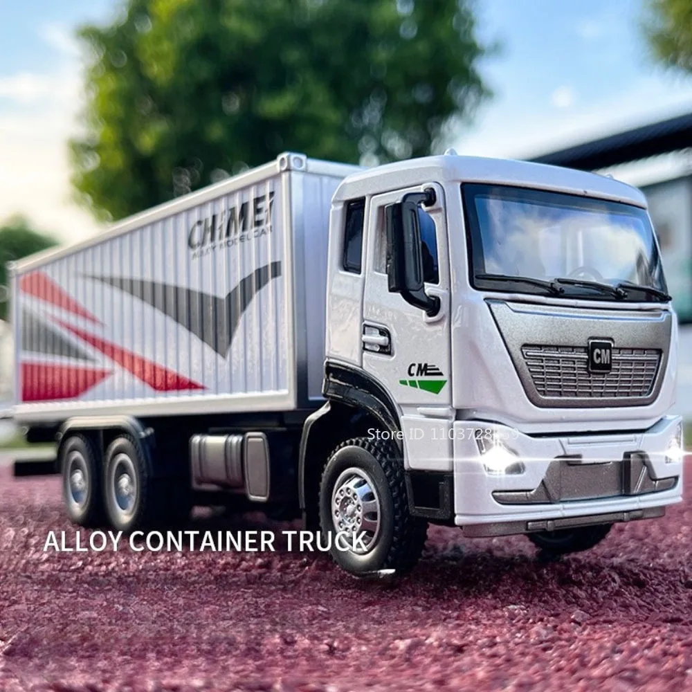 

1:32 Urban Container Transport Vehicle Model Toys Metal Diecast Street Sweepers Sound Light Doors Opened Pull Back Boys Gifts
