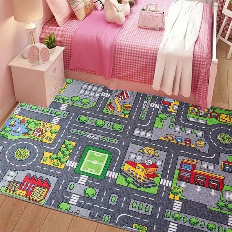 Baby Educational Rugs Kids Rug Carpet Playmat Crawling Non-Toxic Carpet Baby Play Mat Parking Lot View Map Traffic Road Carpet