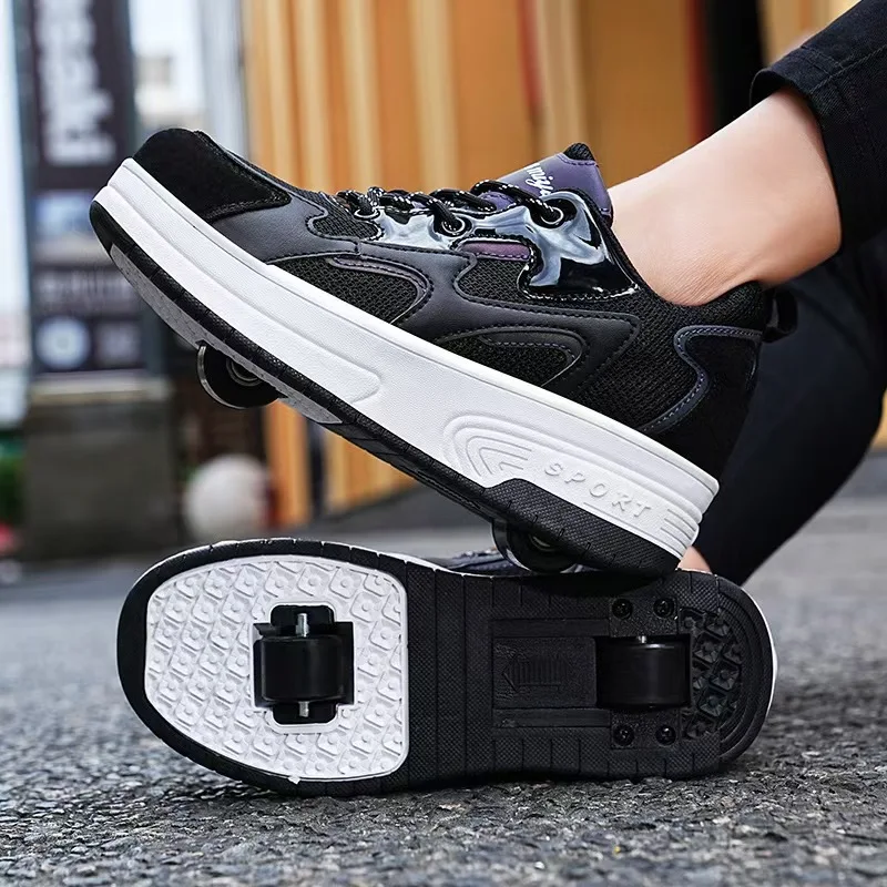 

Men's Inline 2-wheel Roller Skates Trendy Boys' Retractable Skates Children's Dual-purpose Racing Skating with Wheels Sneakers