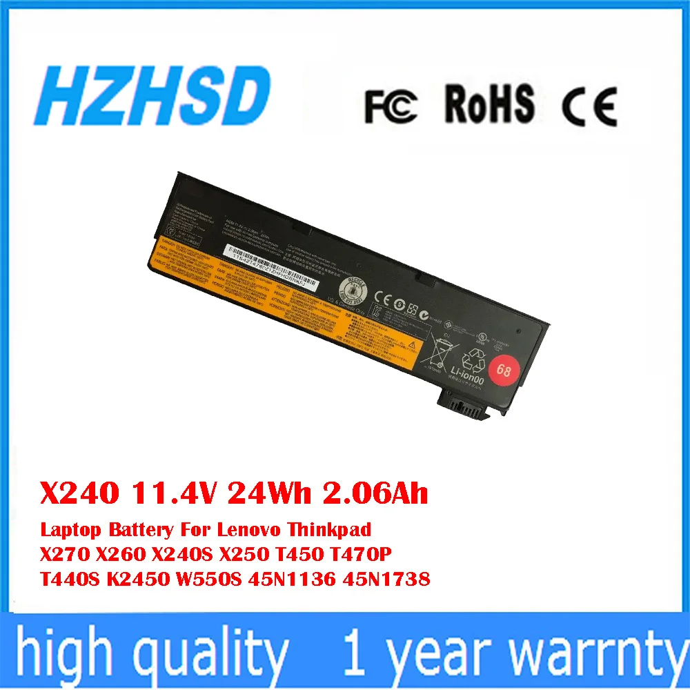 

11.4v 24wh/2100mah/3cell X240 New original Laptop Battery for Lenovo ThinkPad X240 T440S T440 X250 T450S X260 S440 S540