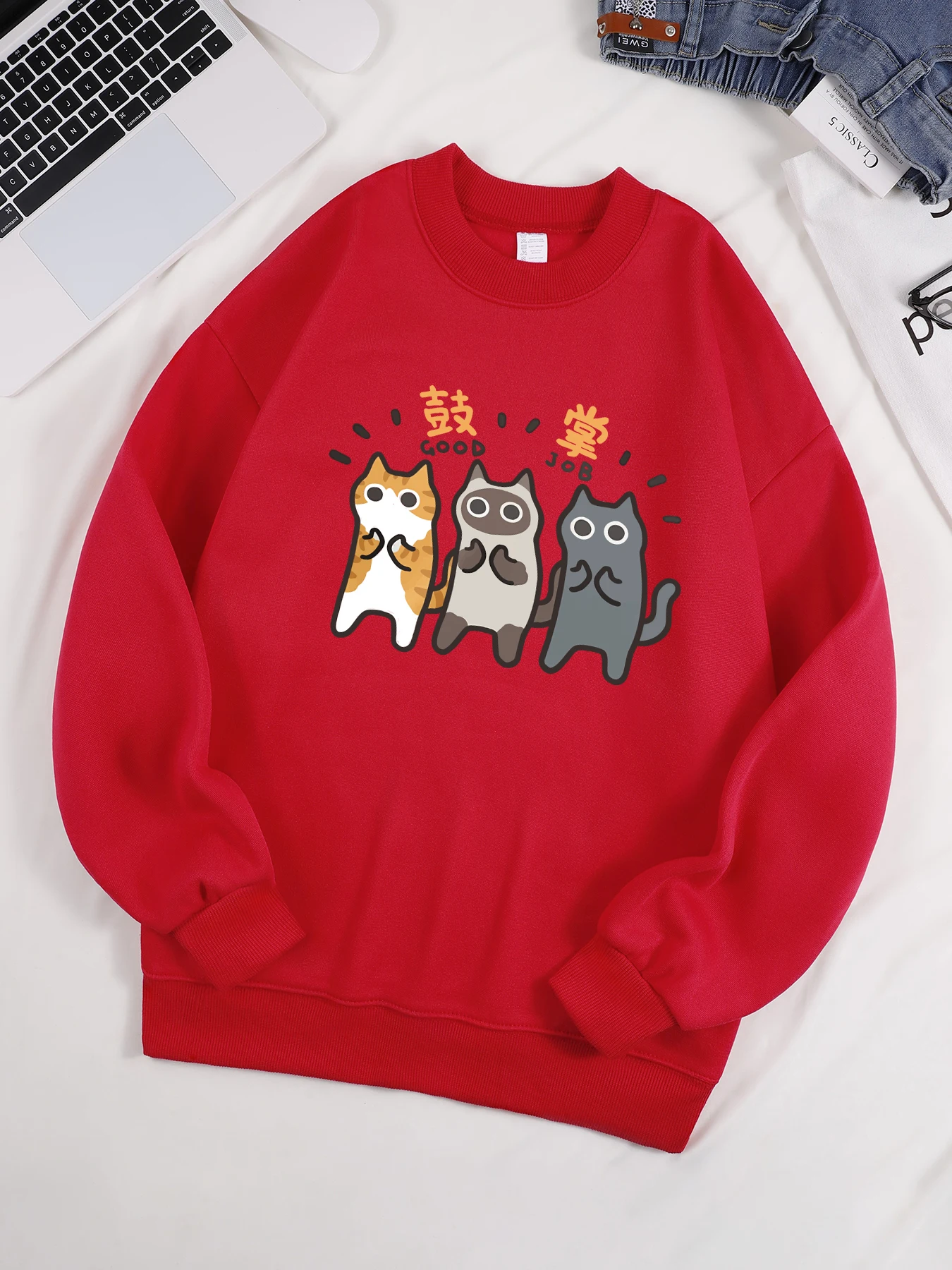 Laranja gato siam gato azul impressão moletom feminino roupas casuais crewneck topos outono streetwear roupas femininas