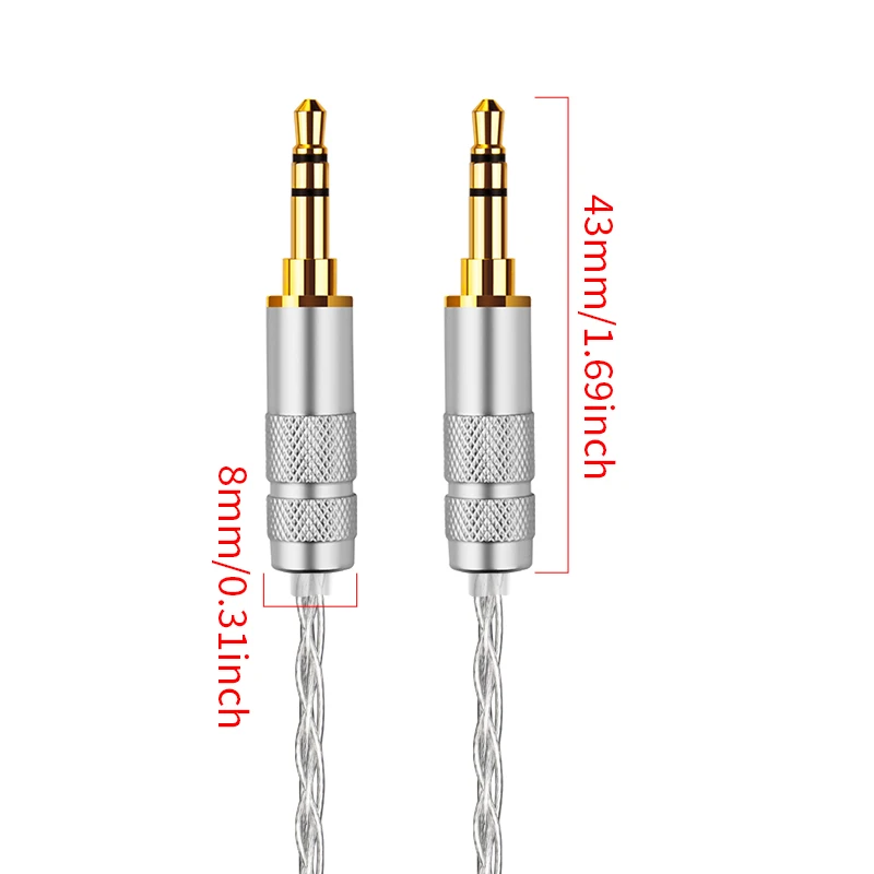 YYAUDIO HiFi 3.5mm Male to Male AUX Cable, Silver Plated Single Crystal Copper Anti-Noise Audio Recording Cord for Vehicle Audio