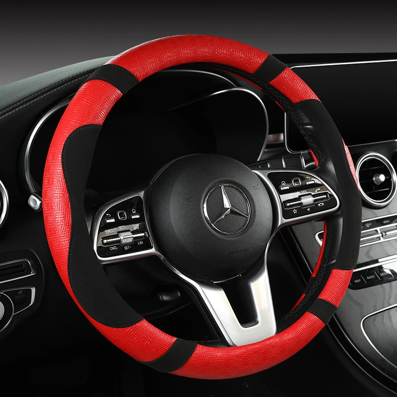 スエード牛革車のステアリングホイールメルセデス · ベンamg 38センチ