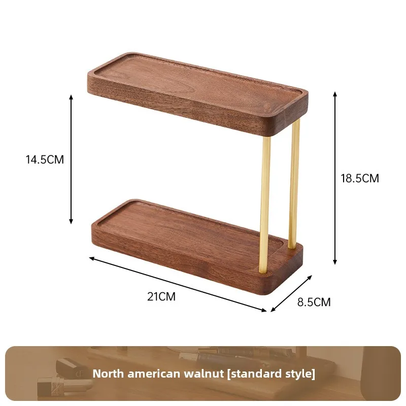 Black walnut solid wood cosmetics storage rack Dressing table Skin care products storage rack perfume storage display rack