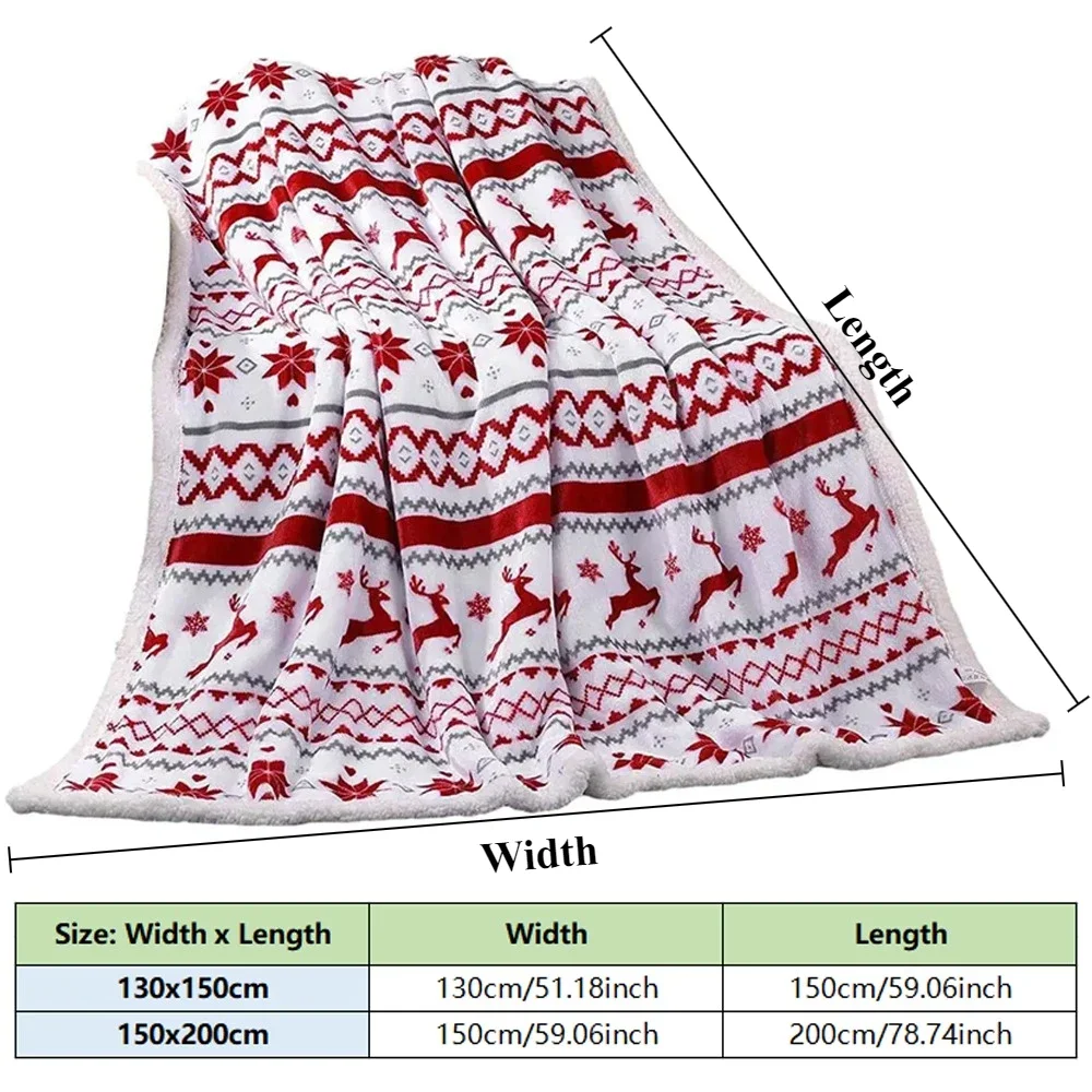 Christmas-Themed Pattern Winter Blanket Cover Nap Blanket Comfortable Multifunctional Flannel Warm Blankets for Beds Sofa Cover