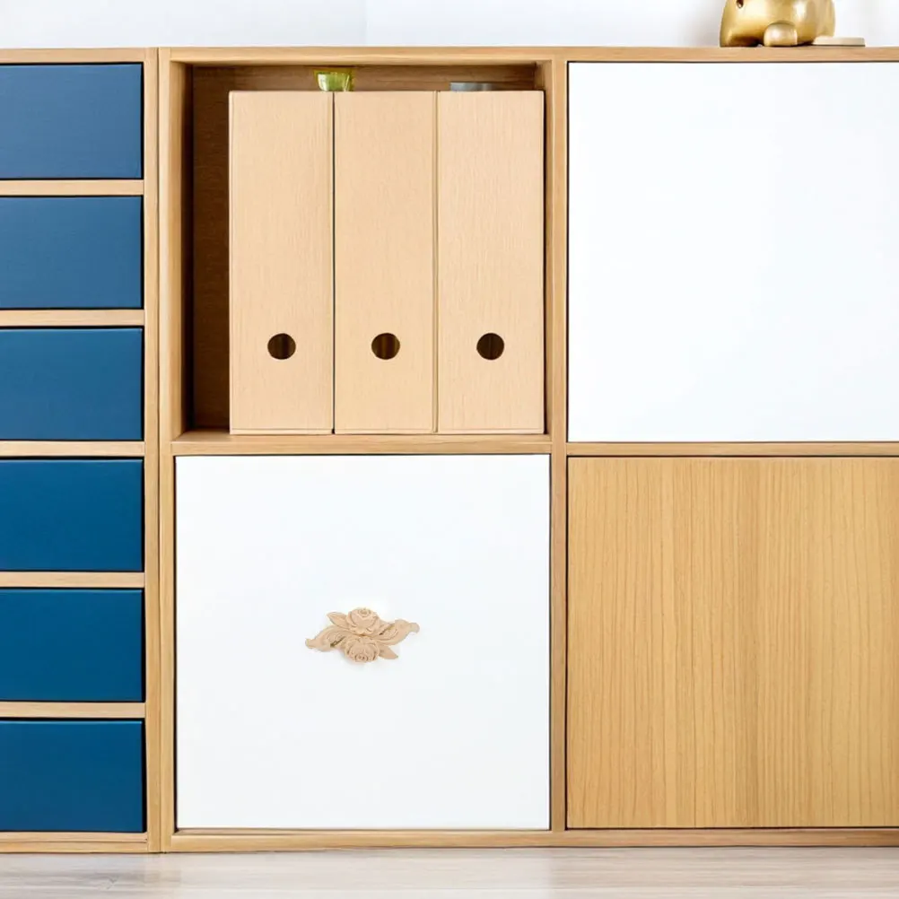 

2Pcs Solid Wood Carved Rose Appliques Unpainted Furniture Onlays Decorative Accents for Bed Cabinet Wall Appliques for Furniture