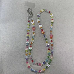 Long Phone Hanging Rope Crossbody Hanging Chain Butterfly Handmade Beaded Universal Pendant Sturdy Phone Case