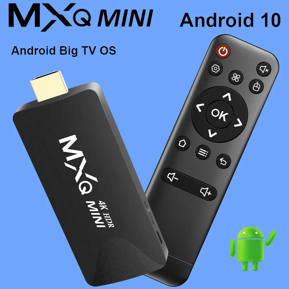 MXQMINI Android 10 mini TV Stick Quad Core Support 4K HD 2.4G WiFi Smart TV Box Android H.265 Media Player Set Top Box