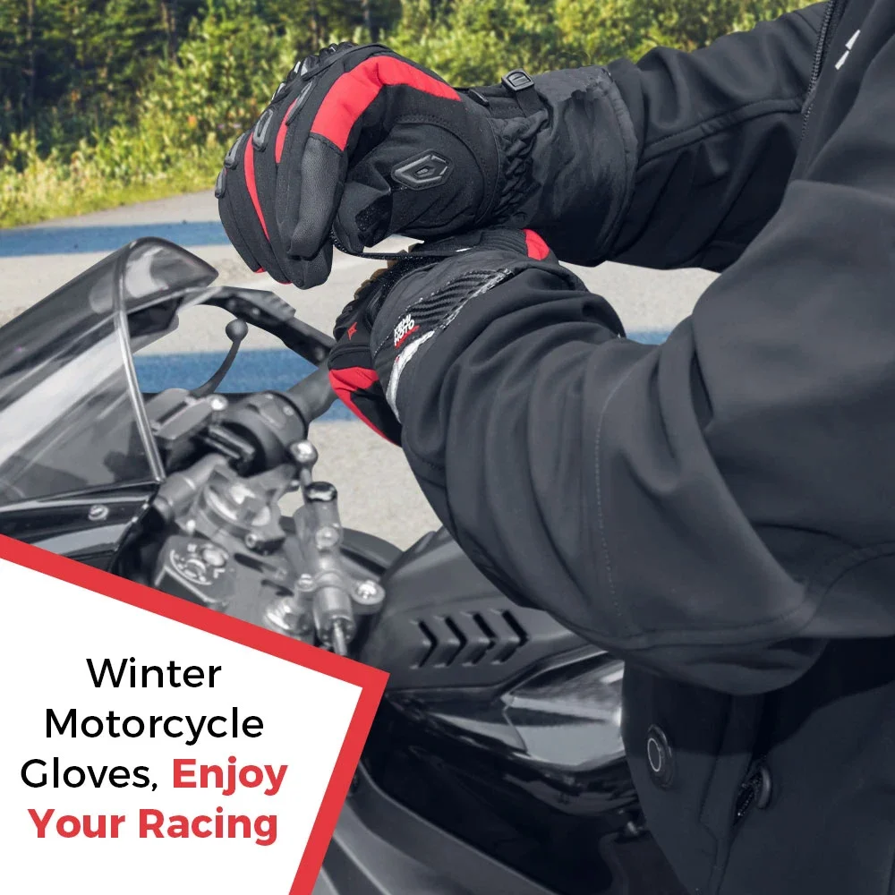 KEMiMOTO CE Motorradhandschuhe Winter Schwarz Guantes Moto Invierno Warm Touchscreen Wasserdicht Winddicht Schutzhandschuhe – Detail 19