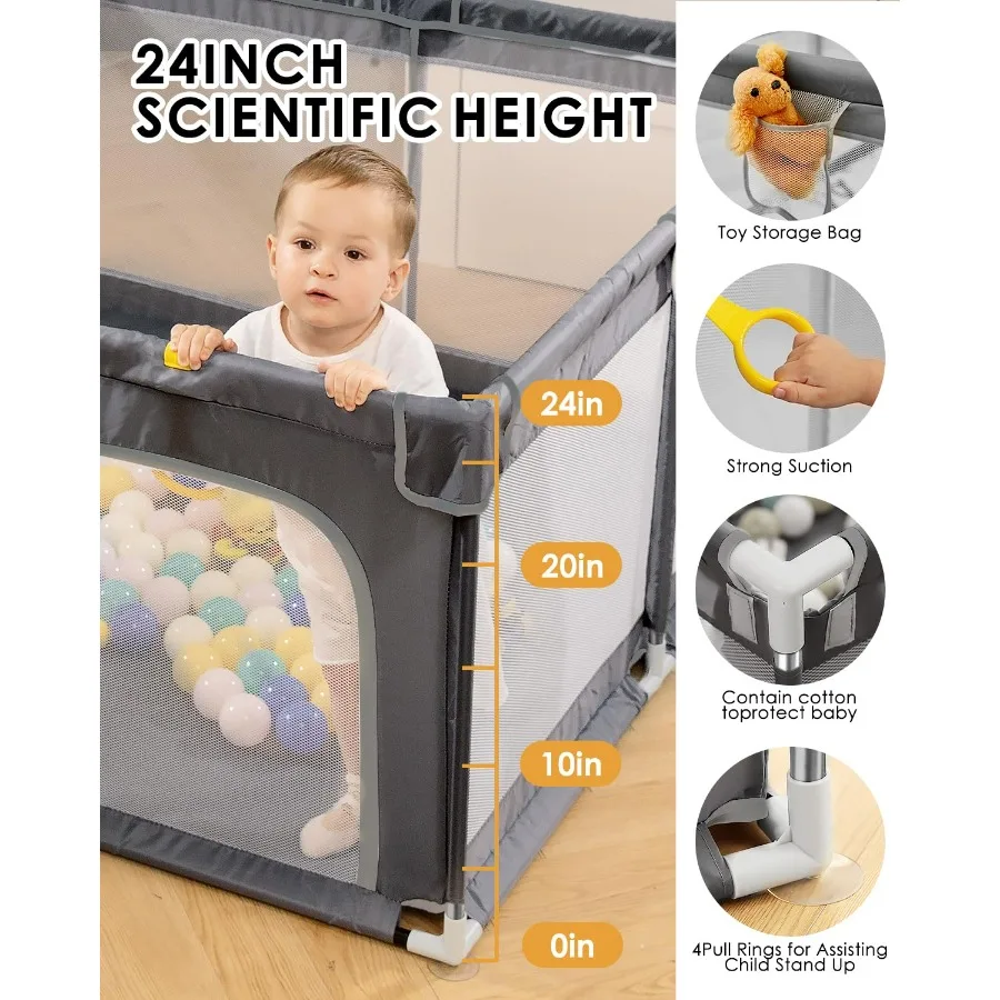 [Atualizado] cercadinho de bebê dearlomum 50x50 playard de bebê resistente com tubos de aço espessados cerca de segurança antiderrapante interna e externa com inteligência