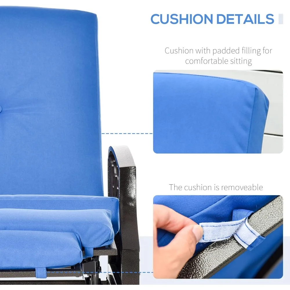 كرسي استرخاء خارجي من Outsunny، كرسي صالة فناء مستلق مع وسائد مريحة، مسند للقدمين، مساند للذراعين، خوص PE للشرفة، Po #6