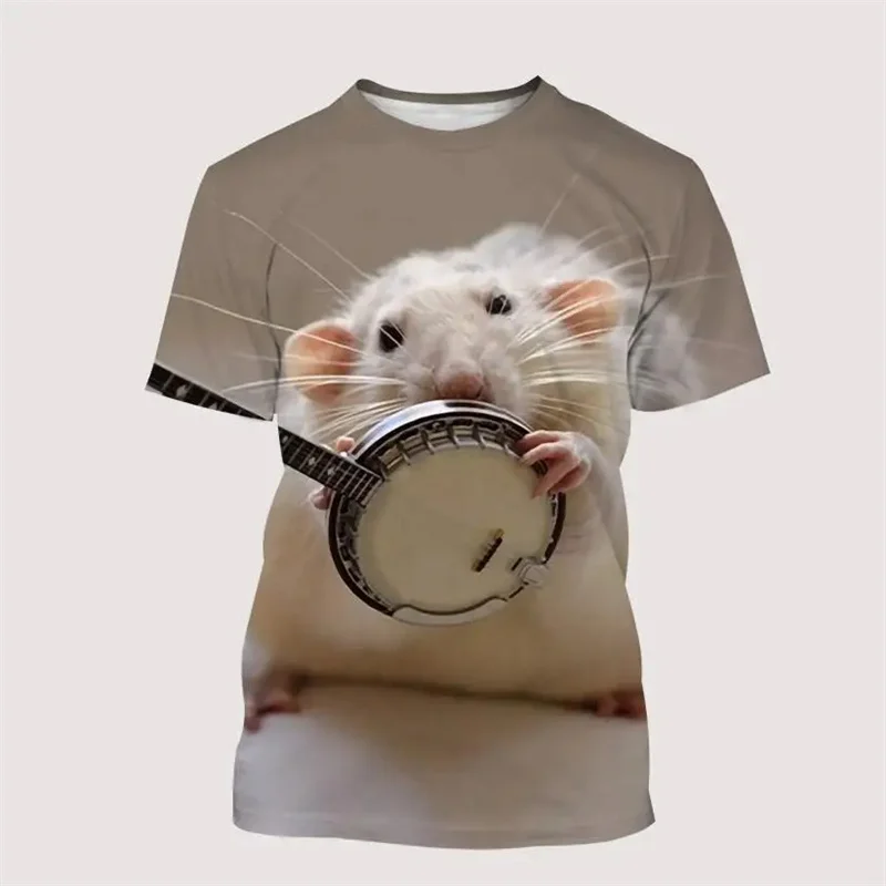 Cute Animal Hamster 3D Printed T Shirt For Men Casual Oversized T-Shirt Round Neck Short Sleeve Harajuku Loose Street Tees