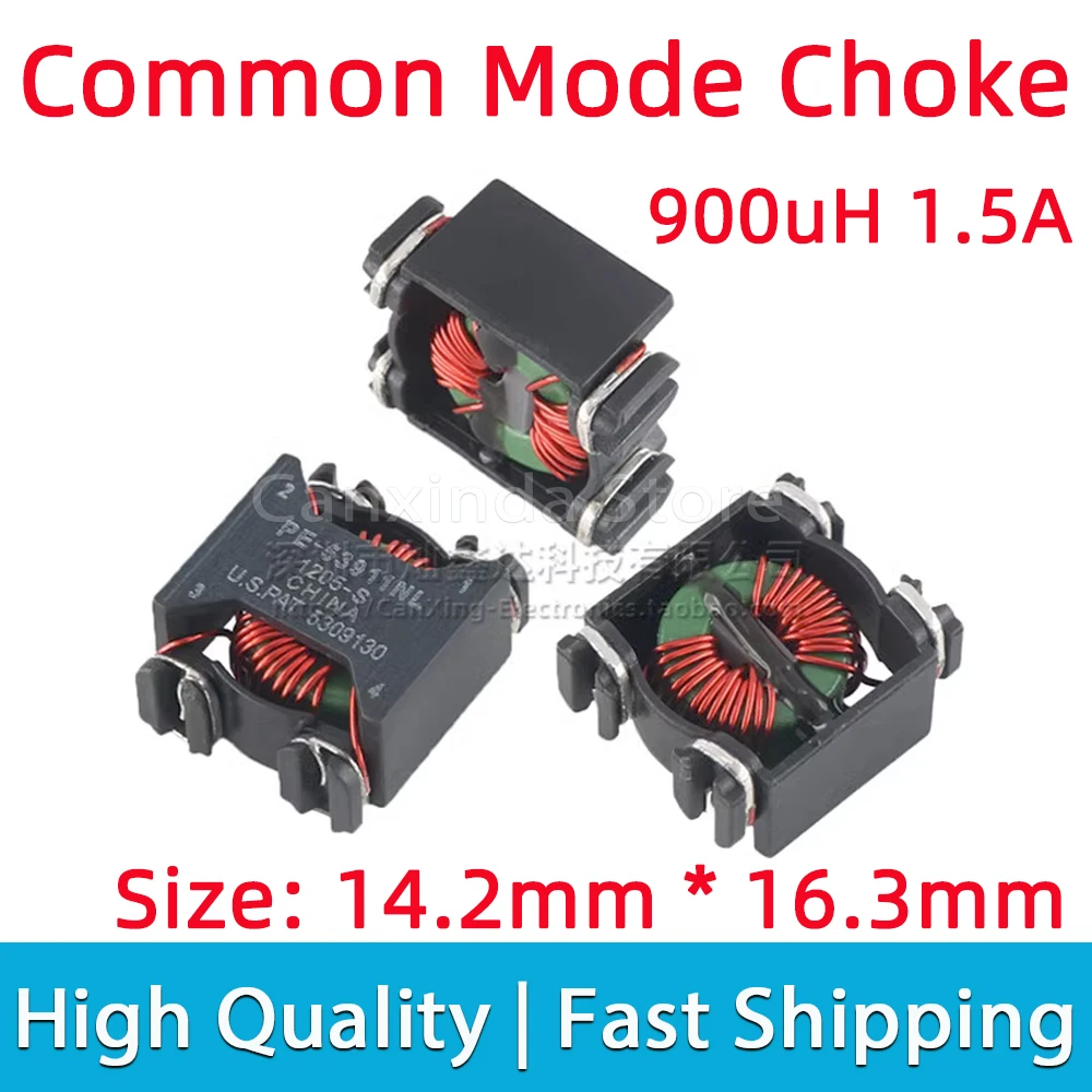 2pcs SMT Common Mode Choke Coil Inductor Filter Inductance 900uH 1.5A Switching Power Supply Magnetic Ring PE-53911NL