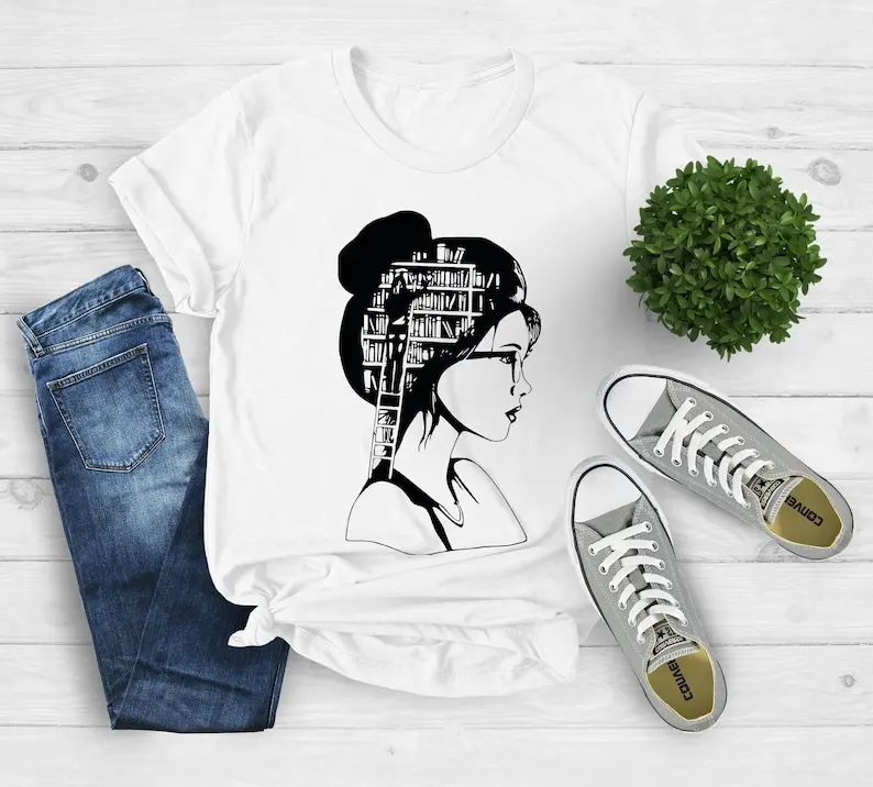 Ein Mädchen, das Bücher liebt, Lesebuchliebhaber, starkes, gebildetes Frauen-Enthusiasten-Shirt, Bibliothekar, Harajuku, kurzärmelig, lässig